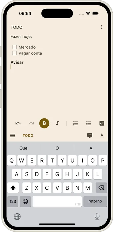 Tela de Nota do Notizen