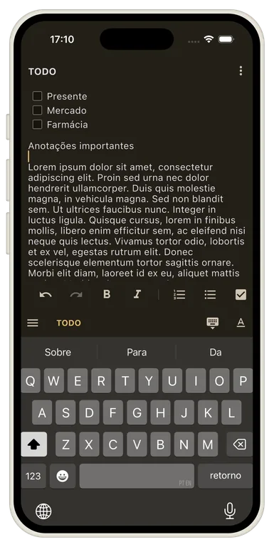 Modo Dark do Notizen
